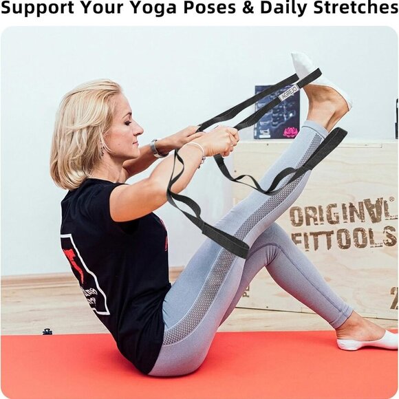 Stretching Strap Yoga Strap Physical Therapy for Home Workout, 10 Loops Non-Elas - Picture 6 of 6